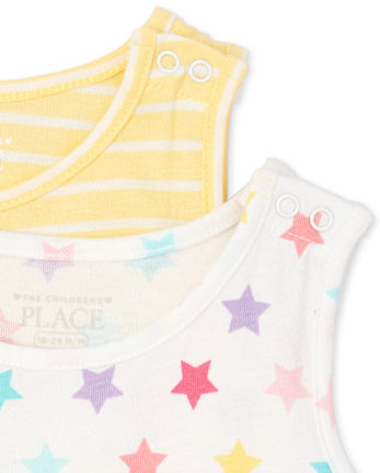 Lot de 2 barboteuses rayées à volants pour petites filles