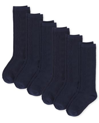 Girls Pointelle Knee Socks 6-Pack