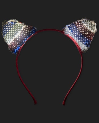 Girls Americana Flip Sequin Cat Ears Headband
