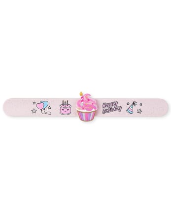 Girls Glitter Birthday Cupcake Slap Bracelet