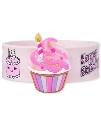 Girls Glitter Birthday Cupcake Slap Bracelet