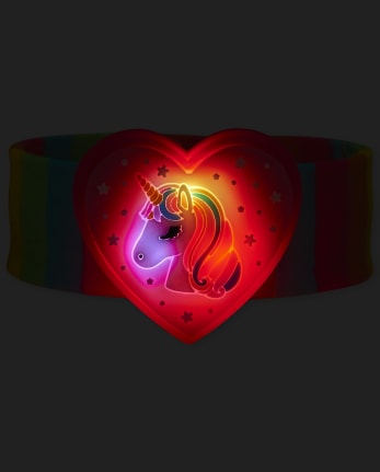 Girls Light Up Rainbow Unicorn Slap Bracelet