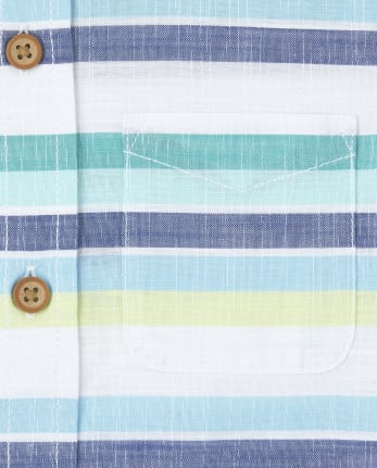 Chemise boutonnée assortie en chambray rayé pour bébé et tout-petit garçon papa et moi