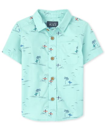 Baby And Toddler Boys Surfer Poplin Button Down Shirt