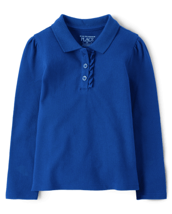 The Children's Place girls Long Sleeve Ruffle Polo 