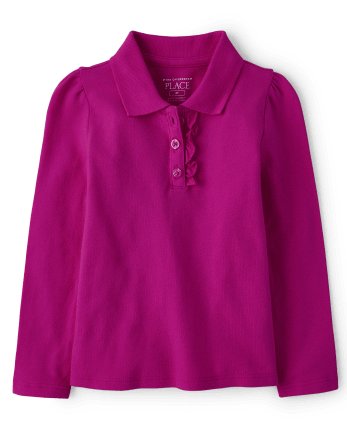The Children's Place Toddler Girls Long Sleeve Ruffle Pique Polo 