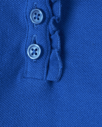 Polo de piqué con volantes de uniforme para niñas pequeñas - RENEW BLUE