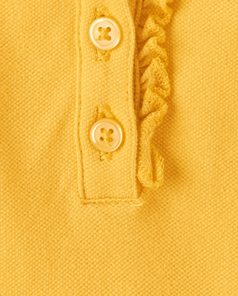 Toddler Girls Uniform Ruffle Soft Stretch Pique Polo