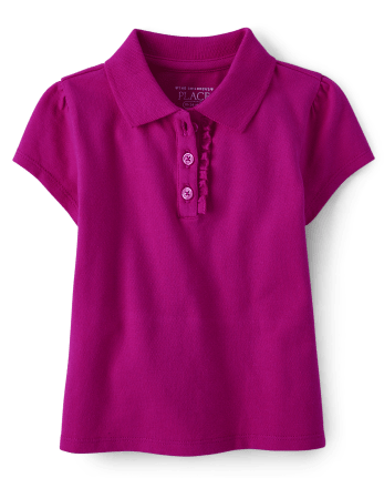 Toddler Girls Uniform Short Sleeve Pique Polo | The Children's Place - AURORA PINK