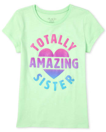 Girls Short Sleeve Glitter 'Totally Amazing And Adorable' Matching ...