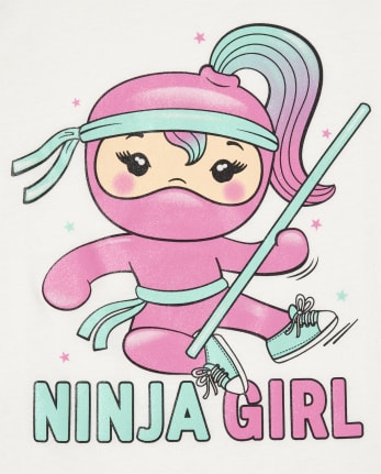 Girls Glitter Ninja Graphic Tee