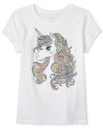 Camiseta con estampado de unicornio y purpurina para niñas
