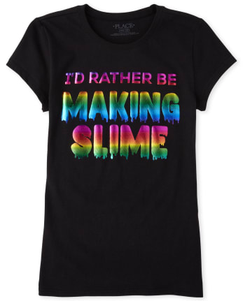 Girls Foil Rainbow Slime Graphic Tee