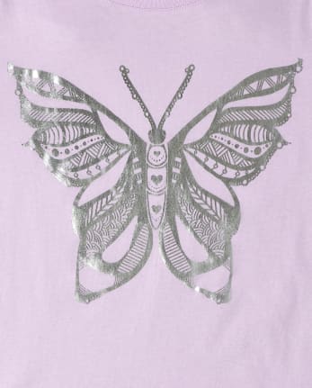 Girls Foil Butterfly Graphic Tee