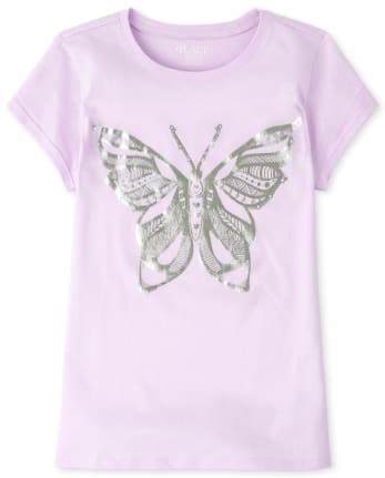 Girls Foil Butterfly Graphic Tee