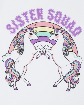 Girls Glitter Sister Unicorn Graphic Tee