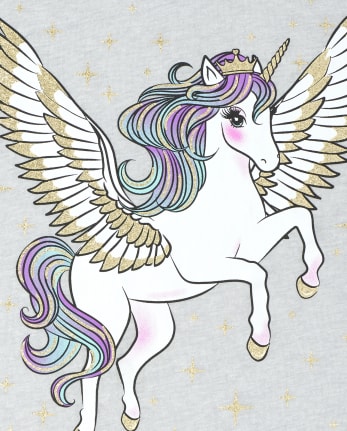 Girls Glitter Pegasus Graphic Tee