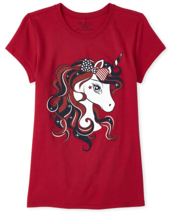 Camiseta con estampado de unicornio Americana para niñas