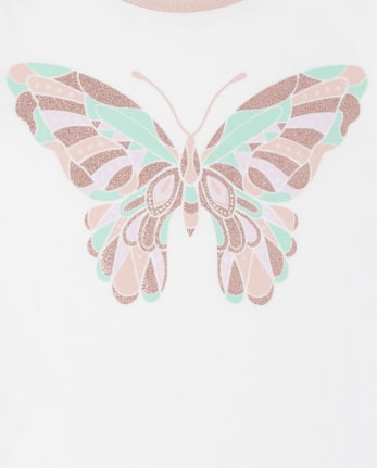 Girls Glitter Butterfly Graphic Tee