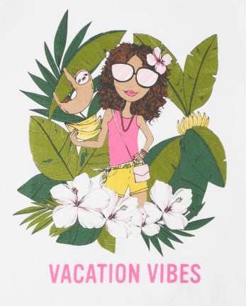 Girls Glitter Vacation Vibes Graphic Tee