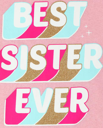 Girls Glitter Best Sister Graphic Tee