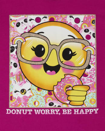 Girls Glitter Emoji Donut Graphic Tee