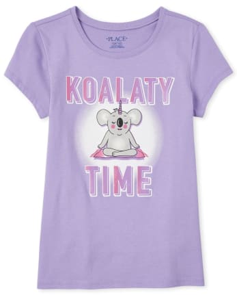Girls Glitter Koala Graphic Tee