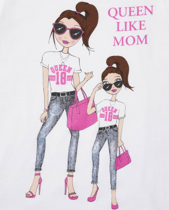 T-shirt graphique Glitter Queen Like Mom pour filles