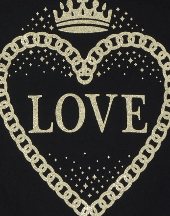Girls Glitter Love Graphic Tee