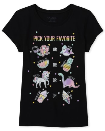 Girls Glitter Unicorn Graphic Tee