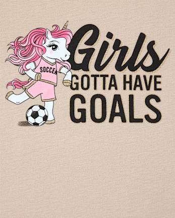 Camiseta con estampado de unicornio de fútbol con purpurina para niñas