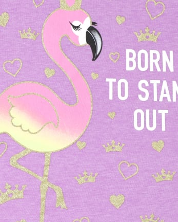 Girls Glitter Flamingo Graphic Tee