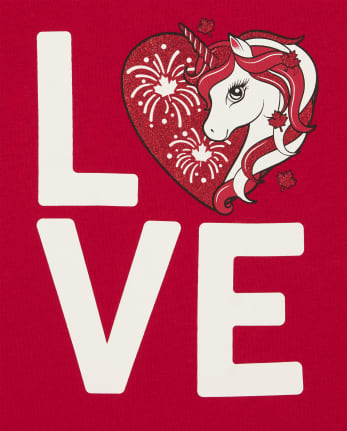 T-shirt graphique licorne scintillant pour bébés et petites filles de la fête du Canada