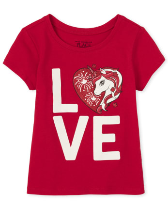 T-shirt graphique licorne scintillant pour bébés et petites filles de la fête du Canada