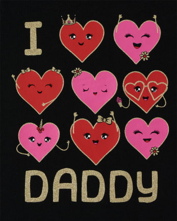 Camiseta con estampado de papá con purpurina para bebés y niñas pequeñas