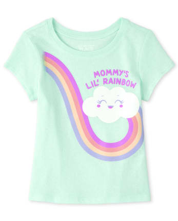 Baby And Toddler Girls Glitter Mom's Rainbow Graphic Tee