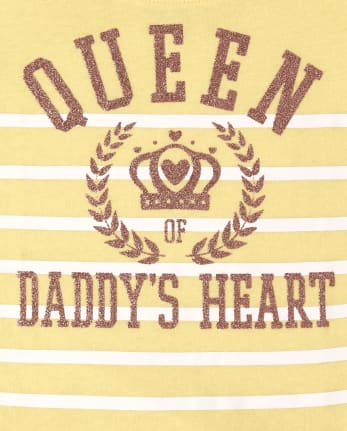 Baby And Toddler Girls Glitter Queen Of Daddy's Heart Graphic Tee