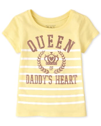 Camiseta estampada con el corazón de la reina del papá con purpurina para bebés y niñas pequeñas