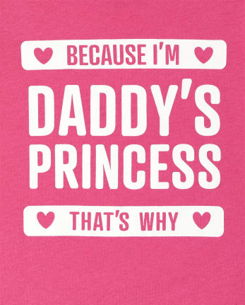 Camiseta con gráfico de princesa de papá con purpurina para bebés y niñas pequeñas