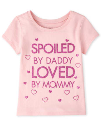 Baby And Toddler Girls Glitter Mommy And Daddy Graphic Tee