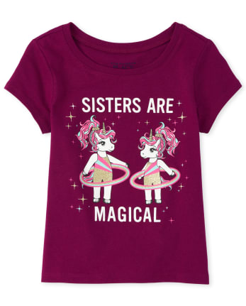 Baby And Toddler Girls Glitter Sister Unicorn Graphic Tee