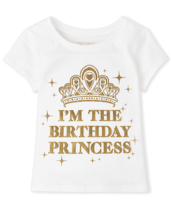 Camiseta gráfica de princesa de cumpleaños para niñas pequeñas y bebés