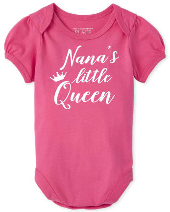 Baby Girls Glitter Nana's Queen Graphic Bodysuit
