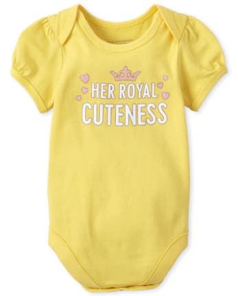 Baby Girls Glitter Cuteness Graphic Bodysuit
