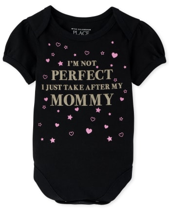 Baby Girls Glitter Perfect Like Mom Graphic Bodysuit