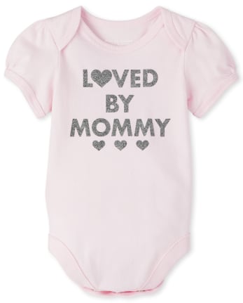 Baby Girls Glitter Mommy Graphic Bodysuit