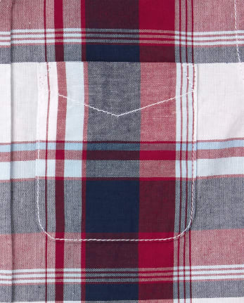 Baby And Toddler Boys Dad And Me Short Sleeve Plaid Poplin Matching Button Down Shirt The Children S Place Ruby