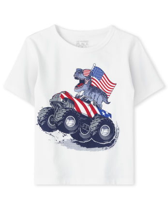Baby And Toddler Boys Americana Monster Truck Dino Graphic Tee
