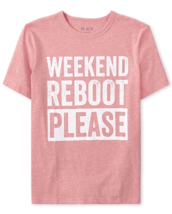 Camiseta con gráfico de reinicio de fin de semana para niños