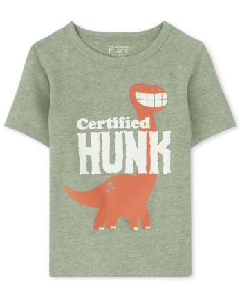 Baby And Toddler Boys Short Sleeve 'Certified Hunk' Dino Graphic Tee ...